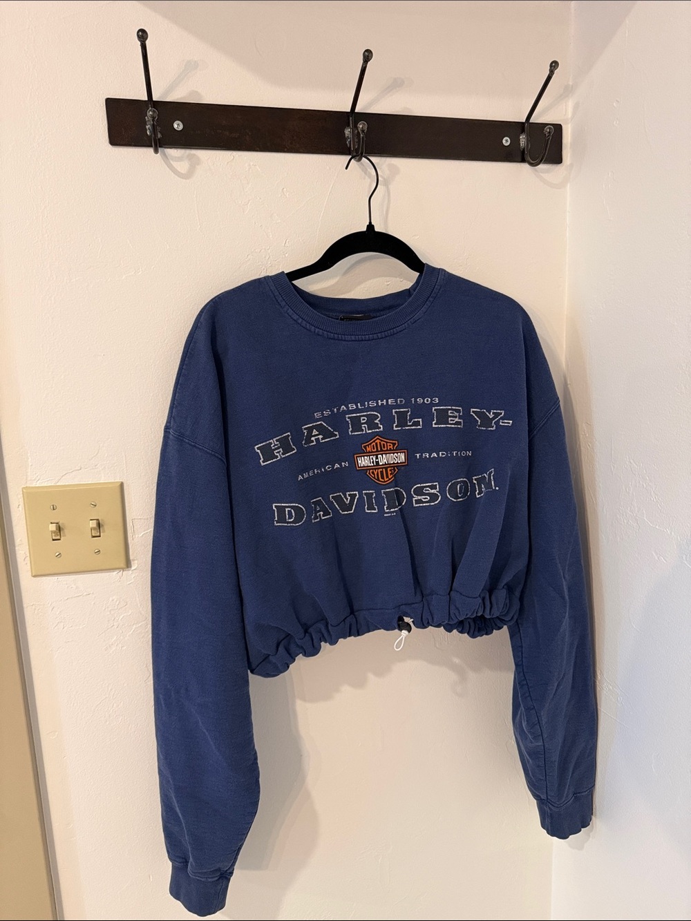 Vintage cropped Harley-Davidson sweatshirt.